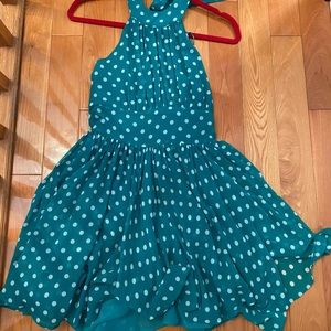 Moda international teal polka dot halter dress